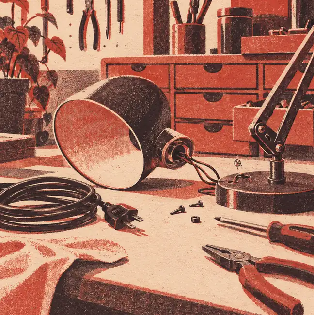 Illustration of repair businesses equipment and workspace